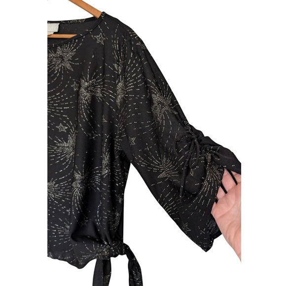 VTG Star Print Statement Top Women 22W Glitter Bling Celestial Going Out Party - Picture 3 of 5